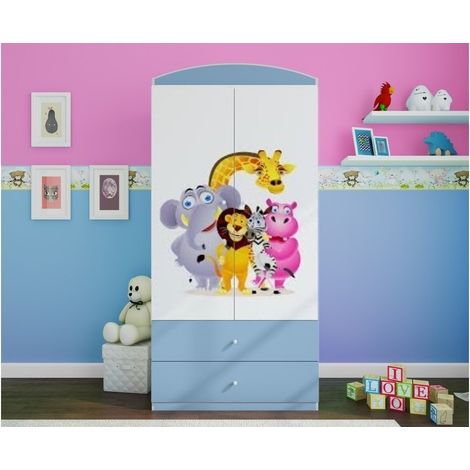 Armoire bleue 2 portes enfant Zoo Drimy (1/4)