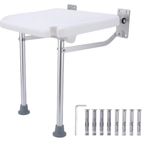 Banc de siège de Douche Pliant Blanc phénolique Conforme à l'ADA, Chaise de Douche Pliable à Montage Mural avec Support en Acier Inoxydable (1/5)