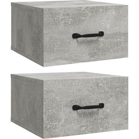 Maison Exclusive - Mesitas de noche de pared 2 uds color gris hor (1/5)