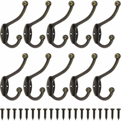 Tigrezy Retro Wandgarderobenhaken Vintage Metall Türhaken für Badezimmer Küche Schlafzimmer Eingangsbereich 10 Stück Bronze