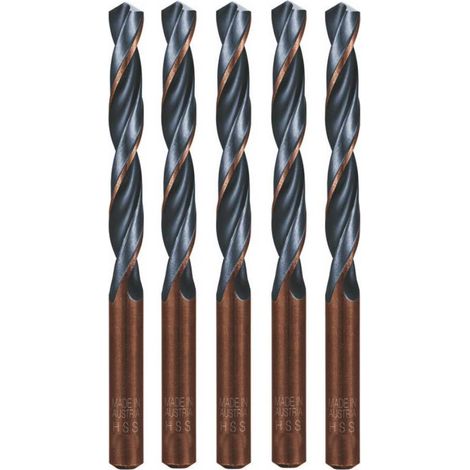 5 Forets Hélicoïdaux HSS Court DIN 338 RN - Aciers 118° D. 14 x Lt. 160 x Lu. 108 x Q. 14 mm x Z2 - Diamwood