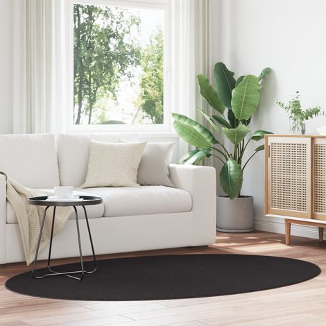 Maison Exclusive - Bereichsteppiche Oval HUARTE Schwarz 140 x 200 (1/5)
