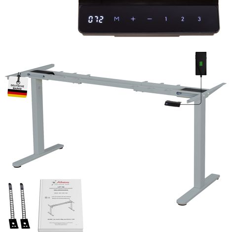 Albatros höhenverstellbares Schreibtisch Tischgestell elektrisch LIFT S5 Silber Gestell, Tischbeine, Tischfüße Metall Display 120Kg belastbar