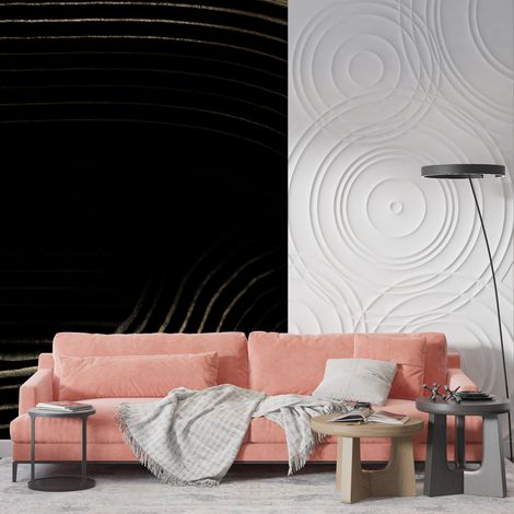 Papier Peint Art & Déco - Lignes Dorées Ondulantes - 150 x 250 cm (1/2)