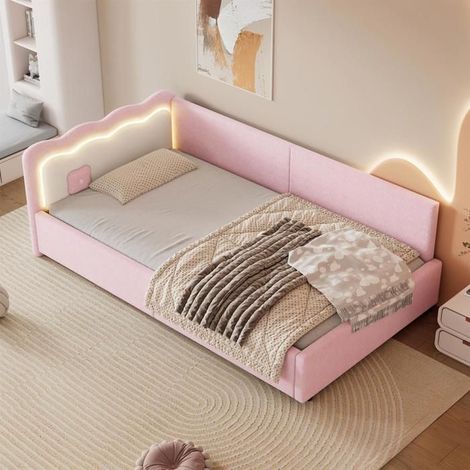 Canapé-lit - Noname - 90x200 cm - Rose - Éclairage télécommandé - Tissu en laine (1/5)