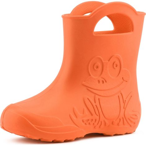 Ladeheid EVA federleichte Kinder Gummistiefel für Jungen und Mädchen Regenschuhe Bequeme und wasserdichte Regenstiefel Kinder LA-CA-01 (Orange (151c), 32/33