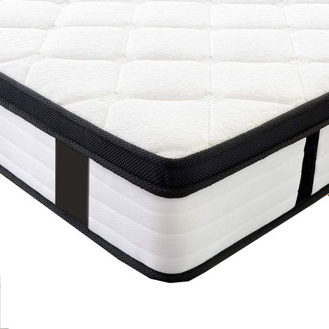 Colchón Akira de resortes + 3,5 cm de memoria de forma 75 Kg/m³ - 90x190 cm, altura aprox. 26 cm - Superficie acolchada y suave - Soporte equilibrado - 7 zonas de confort - Hipoalergénico