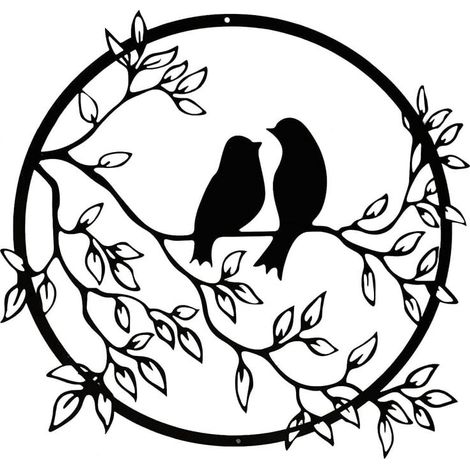 VURAHOME - Métal Oiseau Décoration Murale Décoration Oiseau en Métal Branche, Décoration Murale en Fer Forgé Silhouette Oiseau Art Déco, Convient pour Salon, Jardin, Chambre, Bureau Mur (Noir)…, (1/5)