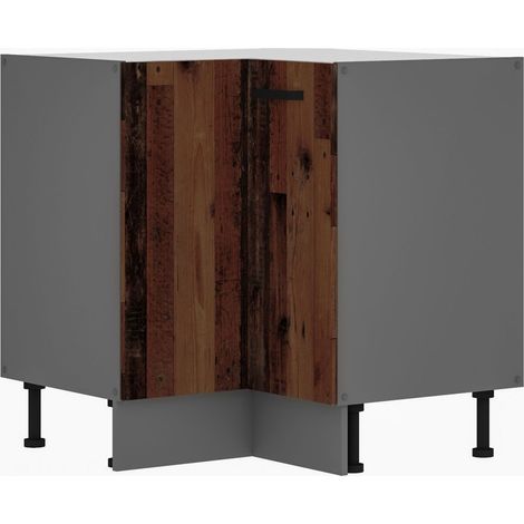 Küche OLD STYLE Eckunterschrank 90X90 Old Wood Anthrazit Küchenzeile Einbauküche (1/4)