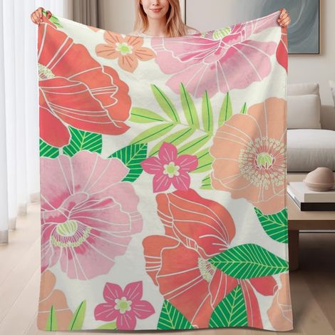 Couverture de lit en polaire, jeté doux et chaud pour le printemps, légère et luxueuse en microfibre de polyester, décoration pour chambre et salon, ajout parfait à la décoration, cadeau attentionné p (1/4)