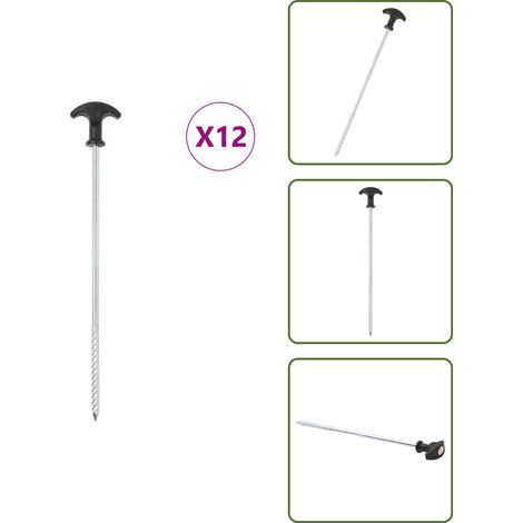 The Living Store Zeltheringe 12 Stk. 30 cm Ø7 mm Verzinkter Stahl - Campingausrüstung - Zeltheringe - Zelt Accessories - Outdoor Ausrüstung - Gartenbedarf (1/5)