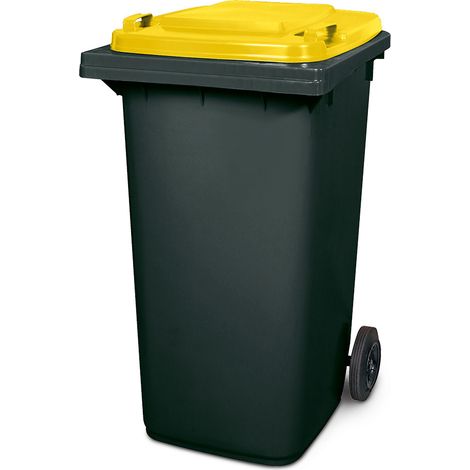 BRB 240 Liter MGB, Mülltonne Abfalltonne, grau mit farbigem Deckel (grau/gelb) (1/2)