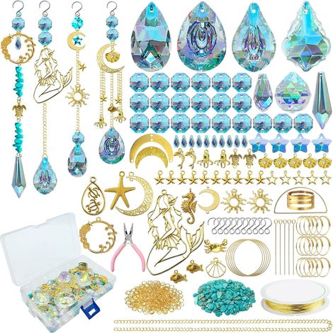 425 Pièces Kits de Fabrication de Attrape-Soleil,DIY Cristal Suncatchers,Pendentif Cristal à Suspendre Attrape-Lumière,pour décoration de fenêtre,décoration de jardin,avec crochet de suspension (1/5)