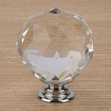 1 Stück 40 mm kugelförmiger Kristallglasgriff für Schrank, Schublade oder Kommode (transparent) (1/5)
