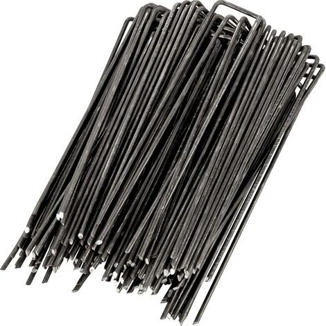 Lot de 100 piquets en acier pour bâche anti-mauvaises herbes - 150 x 30 mm - Ø 4 mm (1/3)