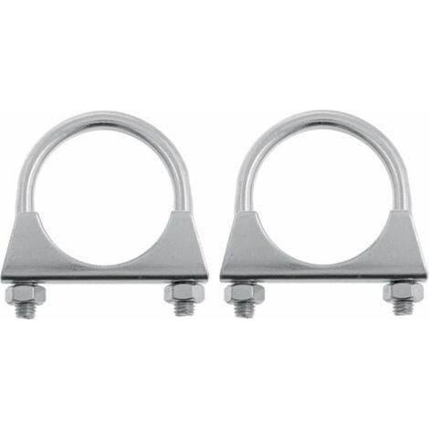 2x Collier pot échappement universel 48mm tracteur 2 vis tuyau tube acier fixation support serrage à vis voiture véhicule (1/3)