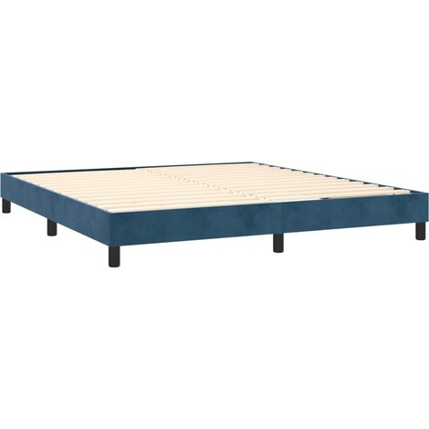 Somier de láminas sobre patas estructura de cama 160x200 cm tela terciopelo azul oscuro TDL0207308