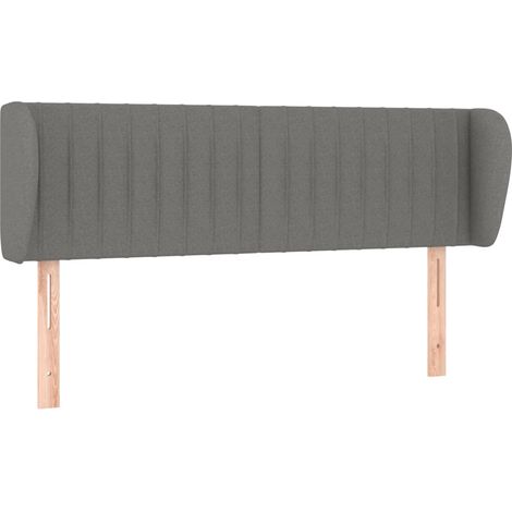Testiera letto complemento arredo camera da letto con bordo laterale 147 x 23 x 78/88 cm tessuto grigio scuro TDL0204996