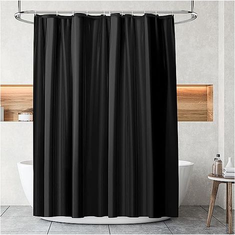Rideau de douche PEVA anti-moisissure et imperméable, 200 x 180 cm, noir (1/5)
