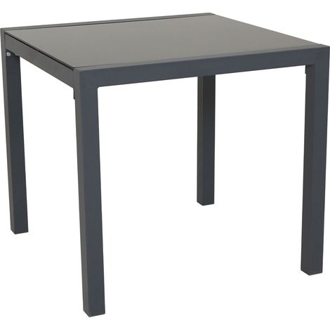 SVITA Table de jardin en aluminium avec plateau en verre Table de balcon Meuble de jardin gris (1/3)