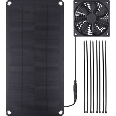 Ventilador solar doble de 10 W para gallinero, invernadero, cobertizo, alojamiento para animales con panel monocristalino e IPX7.