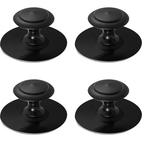 Lot de 4 poignées autocollantes pour tiroir, poignées d'armoire, poignées en acier inoxydable, pour armoires de cuisine, tiroirs, à retirer et à coller sans perçage (noir) (1/5)