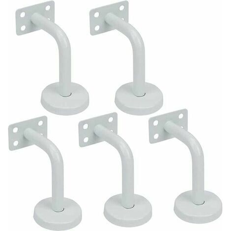 5pcs Supports de Main Courante d'Escalier, Supports Acier Inoxydable Blanc de Rampe d'Escalier-60x80mm-Vis de montage fournis-Pour Fixation Rampes d'Escalier et garde corps Intérieure et Extéri (1/5)