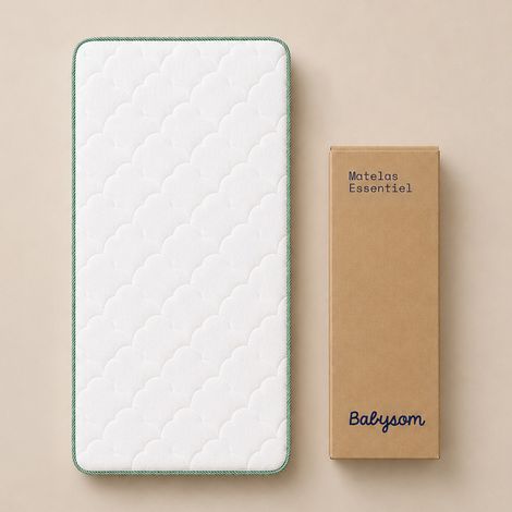 Babysom - Matelas Bébé 60x120 cm - Réversible Été/Hiver - Soutien Ferme - Sans Traitement Chimique - Certifié Oeko-Tex - Vert (1/5)