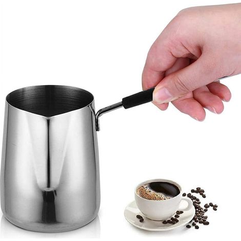 Cafetière Turque - Chauffe-Beurre Et Chauffe-Lait En Acier Inoxydable - Avec Bec Verseur - Pour Café, Beurre Fondu, Lait Ou Chocolat - 1 Pièce (1/5)