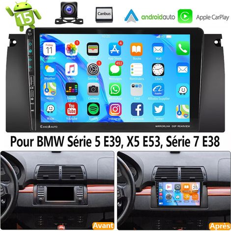 Autoradio Android 15 CarPlay pour BMW Série 5 E39, X5 E53 et Série 7 E38 : navigation GPS, RDS, Bluetooth, USB Type-C, DAB+ (en option) - 2+64G CAM