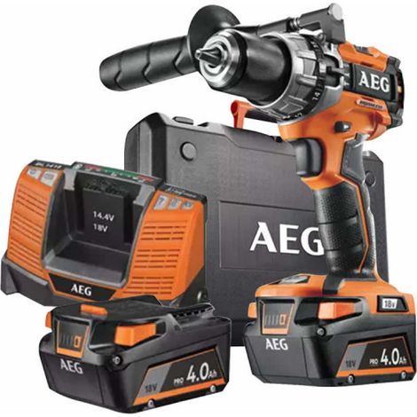 AEG – Perceuse à percussion 18V avec 2 batteries 4.0Ah – Moteur Brushless – Couple 65Nm – Capacité perçage bois 40mm, béton 13mm (1/7)