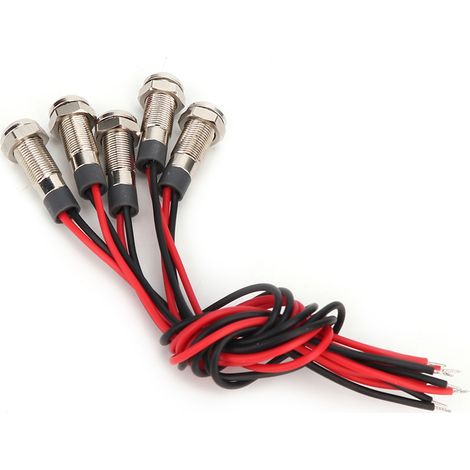 Lot de 5 ampoules LED IP66 6 mm étanches, feu de signalisation en métal avec câble (1 NO (AC220V)) (1/5)