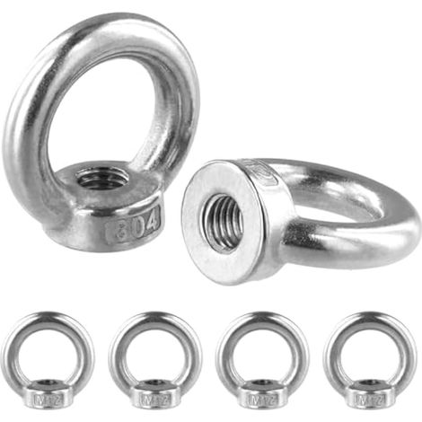 6 Pièces M12 D'écrous À Anneau En Acier Inoxydable 304, Écrous À Oeil, Écrous Filetés De Fixation, Pour Accessoires De Levage (1/5)