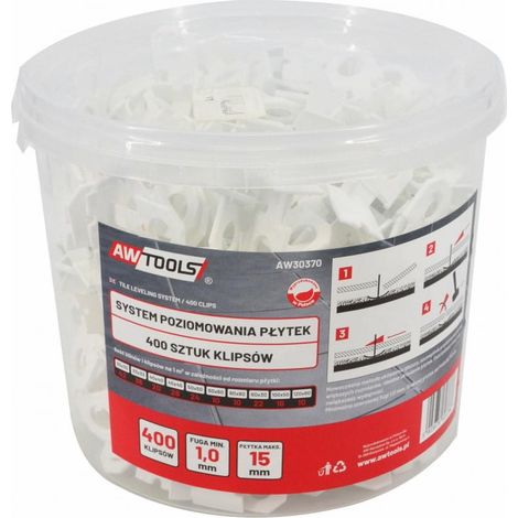 SISTEMA DE NIVELACIÓN DE AZULEJOS AWTOOLS CLIPS ESTÁNDAR DE 10 mm, 7 mm y 15 mm 400 piezas (1/5)