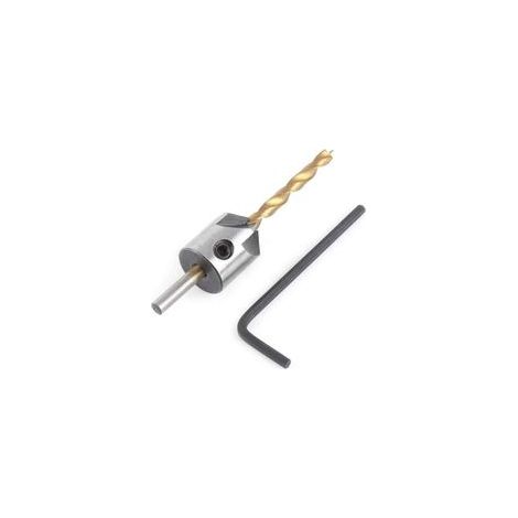 (5mm)Foret Bois avec Fraise,HSS Acier Forets à bois à Haute Vitesse Fraise Bois Conique Avec Clé Hexagonale Aésoir Chanfreinage Outil (1/3)