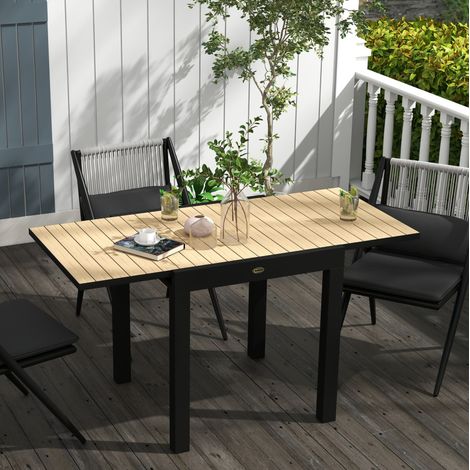 Gartentisch aus Aluminium Gelb, ausziehbar, Lattenplatte, rostbeständig (1/5)
