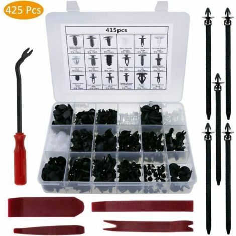 425Pcs Rivet Clips Plastique Rivet Universel Nylon Noir Clips, Rivets Plastiques Fixation de Protection Universel pour Auto (1/5)