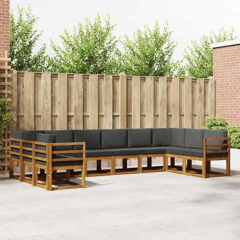 vidaXL Outdoor-Sofagarnitur mit Kissen 10 pcs Natur und Anthrazit (1/5)