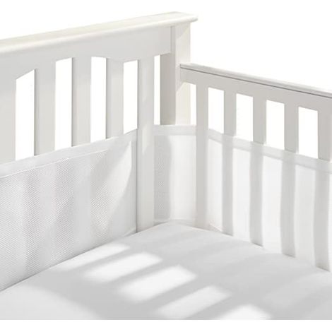 Protège-bébé de lit 4 faces anti-chocs, filet respirant pour berceau, barrière rembourrée, couleurs assorties, sécurité enfant, housse amovible, 4 panneaux. (1/4)