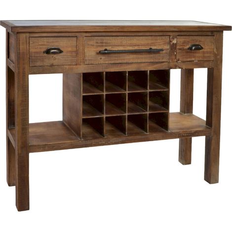 Console design bois avec rangement bouteilles élégant - Bois sombre chaleureux (1/5)
