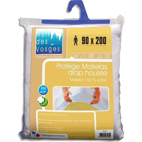Protège Matelas Absorbant Molleton/Coton Blanc 90 x 200 cm (1/5)