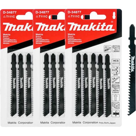 15 x Makita D-34877 Jig Saw Blades - Fast & Straight Cuts For Soft Wood PVC (1/4)