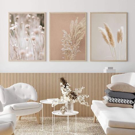 Peinture Impressions Sur Toile Pampas Herbe Plantes Nature Paysage Herbe Séchée Moderne Boho Botanique Affiche Galerie Photos 20x30cm (8x12in) x3 Sans Cadre (1/4)