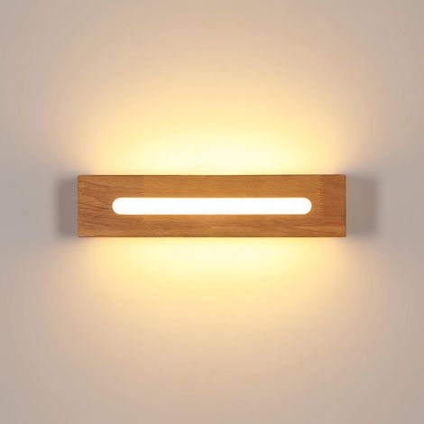 Applique Murale LED Bois Luminaire Mural Intérieur Nordique Lumière Chaude 3000K 18W Applique LED salon chambre couloir salle de bain (1/5)