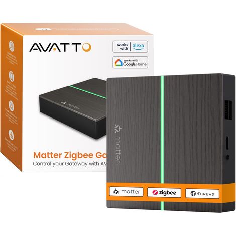 AVATTO Tuya Matter Zigbee Gateway, passerelle de thread, prend en charge Alexa, Google Assistant, Apple HomeKit et commande vocale SmartThings, noir (1/5)