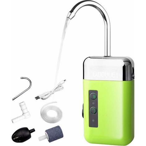 Pompe à air portable 3-en-1 pour aquarium - aération, pompage auto & éclairage, USB, 40 dB