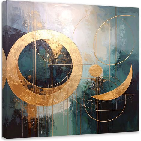 Leinwandbilder Abstrakt Kreise Kreise gold türkis 20x20 (1/5)