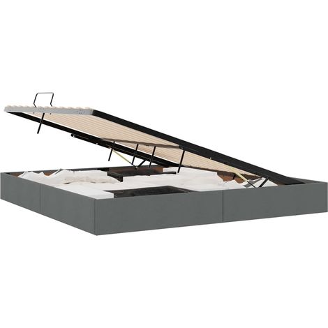Estructura de Cama Ottoman Gris oscuro 200 x 200 cm tela vidaXL