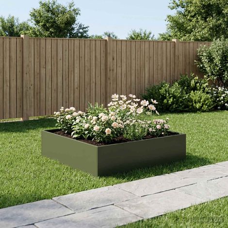 vidaXL Cache-pot de jardin Vert olive 80 x 80 x 30 cm (1/5)