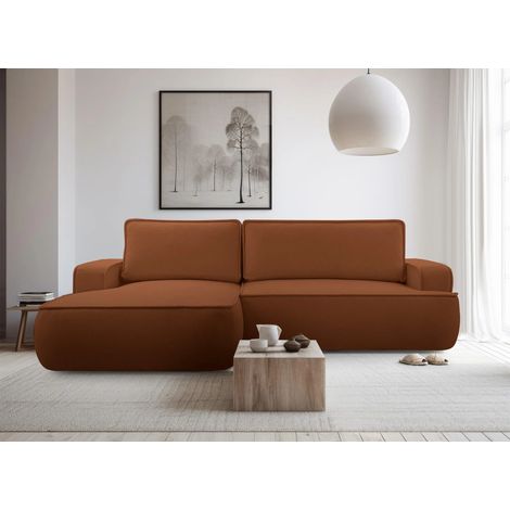 AX LIVING Ablia Sofa L Form mit Schlaffunktion Ziegelrot 267 cm L